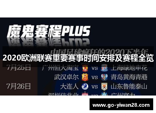 2020欧洲联赛重要赛事时间安排及赛程全览