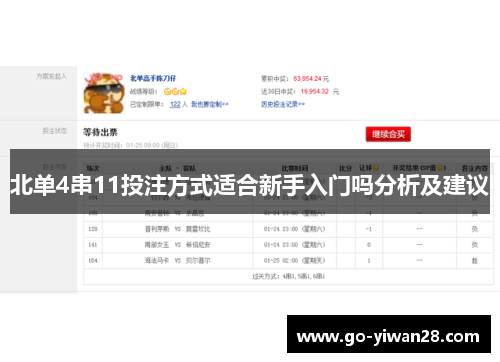 北单4串11投注方式适合新手入门吗分析及建议
